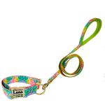 Coleira com guia estampa tie dye Vibrance com fecho de engate rápido 