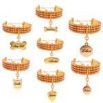 Gargantilha de strass pet com pingente metais na cor Dourado 