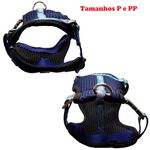 Coleira Peitoral Azul estilo colete com guia 