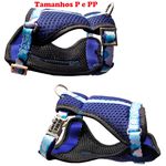 Coleira Peitoral Azul estilo colete com guia 
