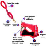 Coleira Peitoral Rosa estilo colete com guia 