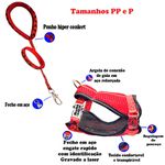 Coleira Peitoral Vermelho estilo colete com guia 