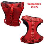 Coleira Peitoral Vermelho estilo colete com guia 