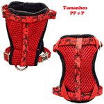 Coleira Peitoral Vermelho estilo colete com guia 
