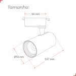 Spot Trilho Preto Led 7w 3000k Authentic Evo Branco Quente