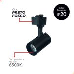Spot Trilho Preto Led 7w 6500k Authentic Evo Branco Frio