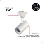 Spot Trilho Branco Led 7w 3000k Authentic Evo Branco Quente