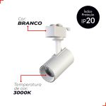 Spot Trilho Branco Led 7w 3000k Authentic Evo Branco Quente