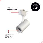 Spot Trilho Branco Led 7w 6500k Authentic Evo Branco Frio