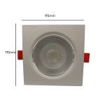 Spot Led Embutir Direcionável Quadrado 7W 3000k Luz Amarela