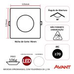 SPOT EMBUTIR DICROICA LED QUADRADO 7W 6500K BRANCO FRIO