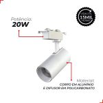 Spot Trilho Branco Led 20w 3000k Authentic Evo Branco Quente