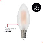 Lâmpada Filamento Led Vela Matte 4w 2700k Branco Quente