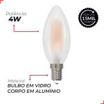 Lâmpada Filamento Led Vela Matte 4w 2700k Branco Quente