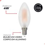 Lâmpada Filamento Led Vela Matte 4w 6500k Branco Frio