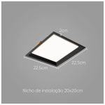 Plafon Painel Led Embutir Quadrado Recuado 24W 4000K Preto