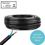 Cabo Fio Flexível PP 2x2,5 mm Preto por Metro