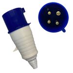 Plugue de Tomada Industrial 3P+T 32A 220-240V 9H IP44 Azul