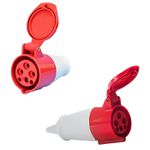 Acoplamento Tomada Industrial 3P+T 16A 6H 380-415V Ip44 Vermelho