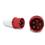 Plugue de Tomada Industrial 3P+T+N 32A 380-415V 6H IP44 Vermelho
