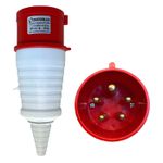 Plugue de Tomada Industrial 3P+T+N 16A 380-415V 6H IP44 Vermelho