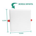 Plafon Led Embutir Borda Infinita Quadrado 24W 3000K