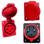 Tomada Industrial Embutir 3P+T+N 32A 380-415V 6H IP44 Vermelho