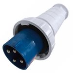 Plugue De Tomada Industrial 3P+T 63A 220V 9H IP65 Azul