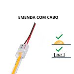 Kit 10 Conectores Força Fita Led Emenda C/ Rabicho 10mm 127/220V