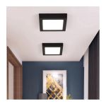 Luminária Led Sobrepor 24w Quadrada Borda Preta 3000k Quente