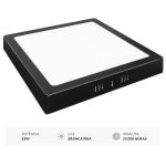 Luminária Led Sobrepor 18w Quadrada Borda Preta 6500k Fria