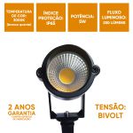 Espeto De Jardim Led 5W Branco Quente Prova Dágua Bivolt