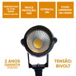 Espeto De Jardim Led 5W Branco Quente Prova Dágua Bivolt