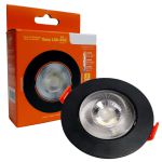 Spot Led Embutir Teto Gesso Redondo Preto 5W Branco Frio