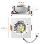 Spot Led de Embutir Direcionável Quadrado 3w 3000k Branco