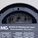 Sensor De Presença Com Fotocélula De Embutir e Sobrepor Interno Preto Mpt-40esf