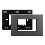 Placa 4x2 3 Postos Titânio C/ Suporte Preto Aura Margirius