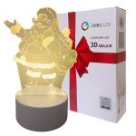 Luminária De Mesa Abajur 3d Papai Noel 3 Cores 4w 5v