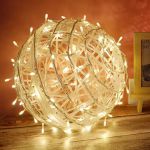 Bola Vazada Globo De Luz 30cm 100 Leds Natal Branco Quente Bivolt