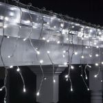 Cascata LED Natal 400 Leds Fixo Branco Frio Fio Branco 127V