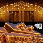 Cascata Led Natal 400 Leds Fixo Branco Quente Fio Branco 127v