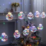 Cortina 10 Bolas Luz Natal Led Papai Noel Colorida 8 Funções