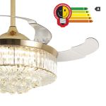 Ventilador De Teto Air Cristal Retrátil Dourado Bivolt