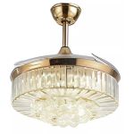 Ventilador De Teto Air Cristal Retrátil Dourado Bivolt
