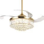 Ventilador De Teto Air Cristal Retrátil Dourado Bivolt