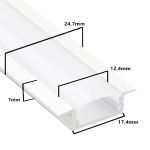 Kit 02 Perfis 1 Metro P/ Fita Led Slim Embutir 24x7 Branco