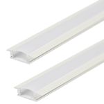 Kit 02 Perfis 1 Metro P/ Fita Led Slim Embutir 24x7 Branco