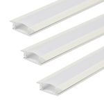 Kit 03 Perfis 1 Metro P/ Fita Led Slim Embutir 24x7 Branco