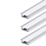 Kit 03 Perfis 1 Metro P/ Fita Led Slim Embutir 24x7 Alumínio