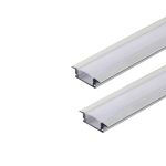 Kit 02 Perfis 1 Metro P/ Fita Led Slim Embutir 24x7 Alumínio